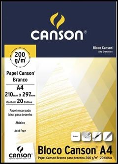CADERNO CANSON DESENHO 200 BRANCO A4 C/ 