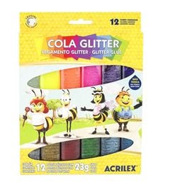 COLA GLITTER C/12 CORES 23G ACRILEX