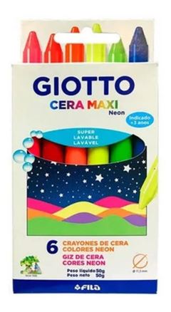 GIZ DE CERA GIOTTO MAXI NEON 6 CORES
