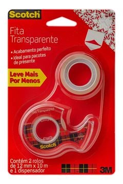 FITA 3M TRANS. SCOTCH 2 ROLOS 12MMX10M