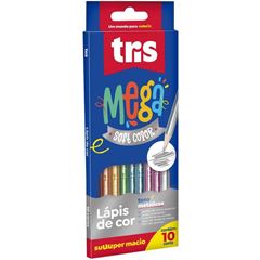 LAPIS DE COR MEGASOFT METALICO 10 CORES 