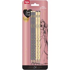 LAPIS PRETO PRINCESAS C/ BORRACHA CART 4