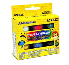 TINTA GUACHE FANTASIA GLITTER 6 CORES