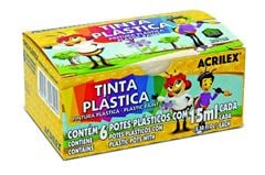 TINTA PLASTICA C/6CORES 15ML