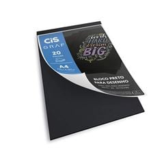 BLOCO PRETO P/DESENHO A4 180GM2 C/20FL