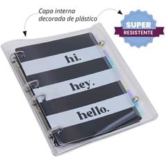 CADERNO ARGOLADO COLEGIAL PVC PRETO