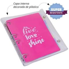 CADERNO ARGOLADO COLEGIAL PVC ROSA