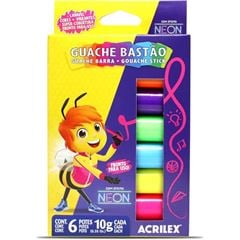 TINTA GUACHE BASTAO NEON C/6 CORES