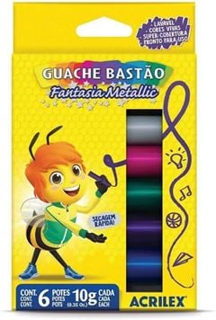 TINTA GUACHE BASTAO METALLIC C/6 CORES