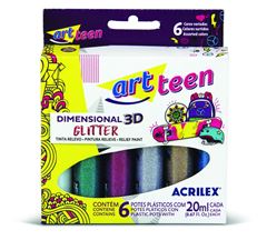 TINTA DIMENSIONAL GLITTER C/6 CORES