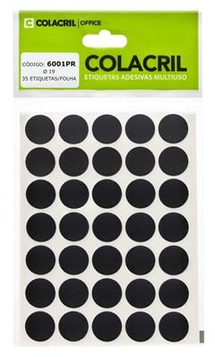 ETIQUETA MULTIUSO PRETA REDONDA 0,19MM