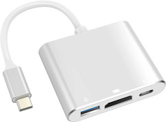ADAPTADOR HUB PRATA TIPO C / USB / HDMI