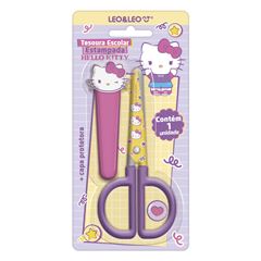 TESOURA ESCOLAR ESTAMPADA COM CAPA HELLO
