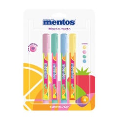 CANETA MARCA TEXTO DESTAQ MENTOS C/4