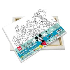TELA DE PINTURA MICKEY C/PINCEL E GUACHE