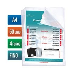 ENVELOPE PLASTICO A4 FINO 4F C/50FL