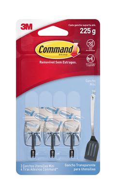 GANCHO 3M COMMAND P/ UTENSILIOS TRANSP