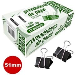 PRENDEDOR DE PAPEL METAL 51MM C/12UN