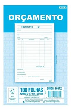 BLOCO DE ORCAMENTO 137X207 C/100FLS