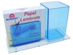 PORTA LAPIS/LEMBRETE C/PAPEL AZUL CLARO 