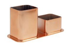 PORTA CANETAS DUPLO METAL ROSE GOLD