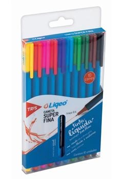 CANETA SUPER FINA TRIS LIQEO 10 CORES